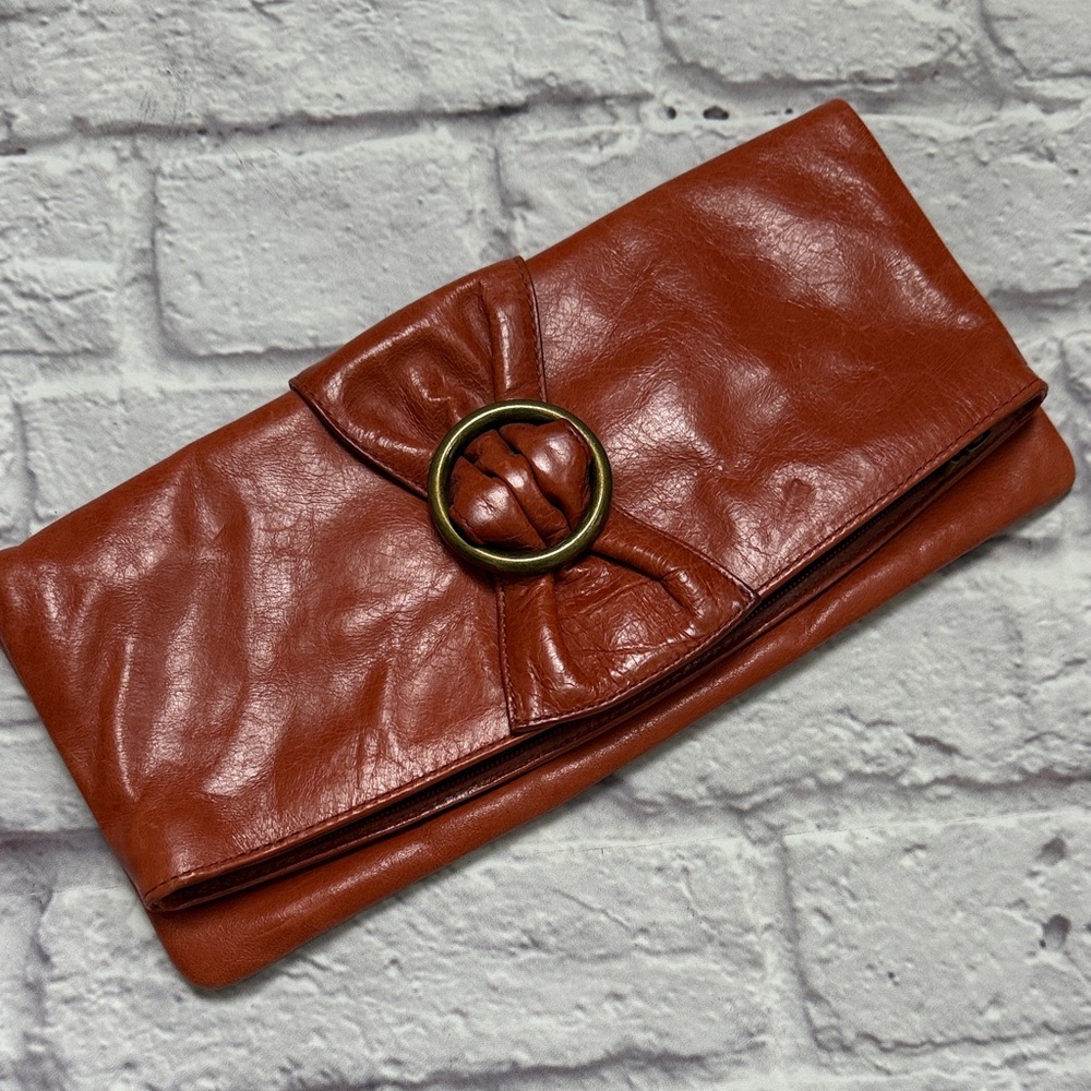 Hobo orange genuine Leather Clutch